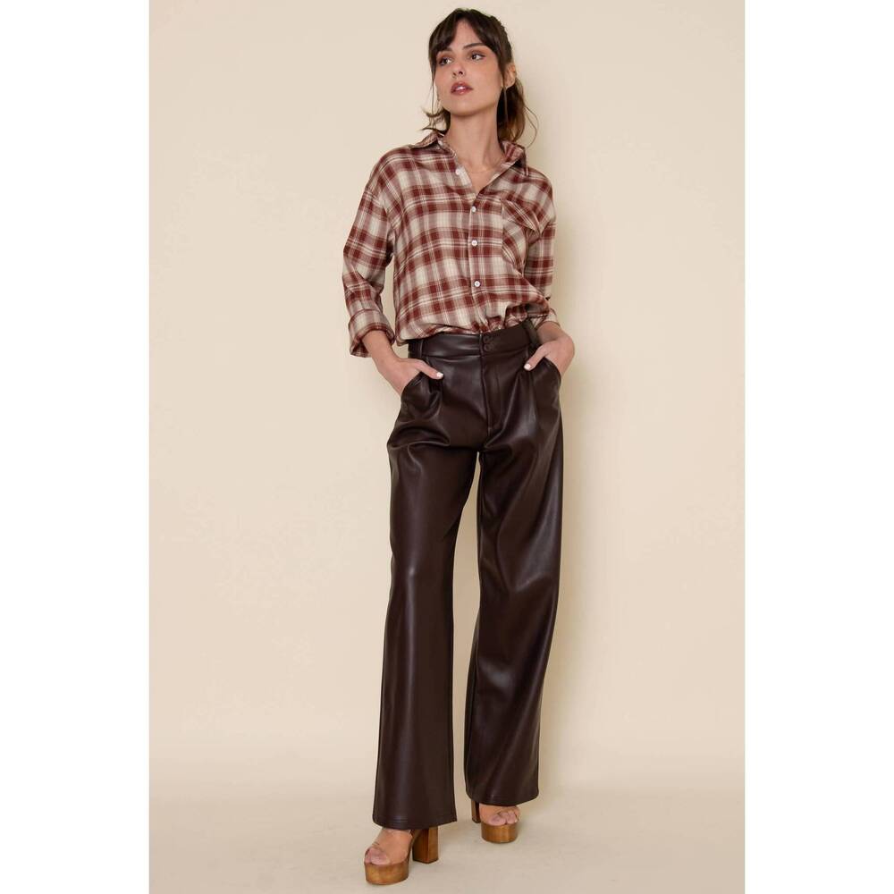 NEW FORE COLLECTION calabria vegan leather pant in brown